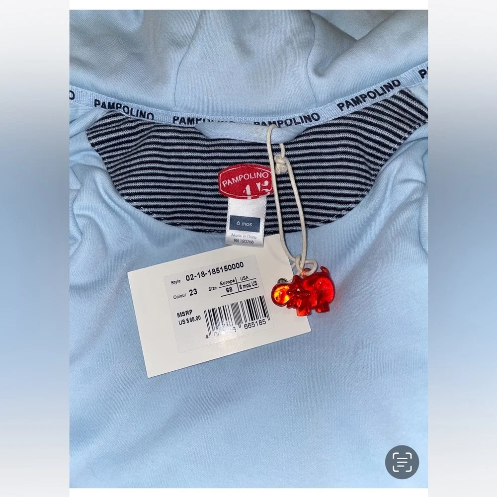 Pampolina Soft Cozy Light Blue‎ Snap Baby Hoodie Jacket 6 Months NWT